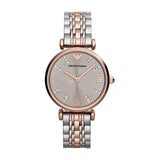 Emporio Armani Gianni T Bar Pink Dial Two Tone Steel Strap Watch For Women - AR11223 Buy Now By Emporio Armani
