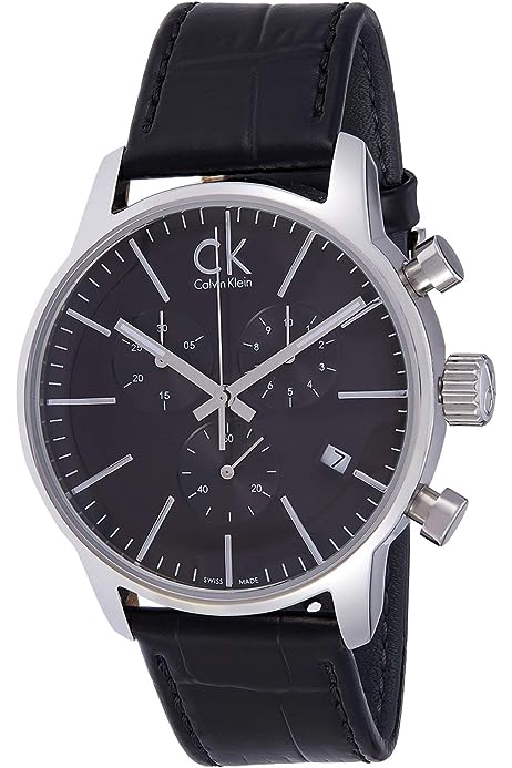 Calvin Klein Masculine Chronograph Black Dial Black Leather Strap Watch for Men - K2H27102 Buy Now By Calvin Klein