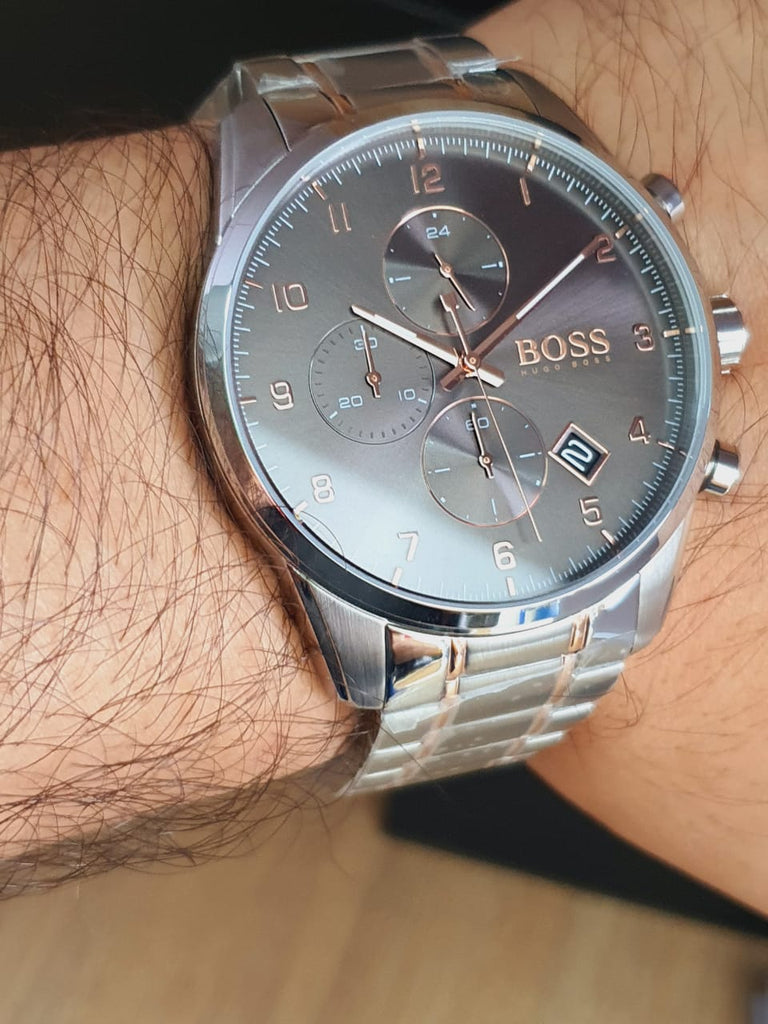 Hugo Boss Skymaster Grey Dial Two Tone Steel Strap Watch for Men - 1513789 Buy Now By Hugo Boss