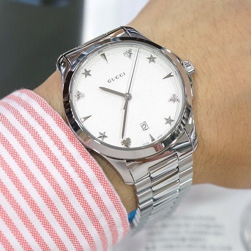 Gucci G Timeless Silver Dial Silver Steel Strap Watch For Women - YA1264028 Buy Now By Gucci