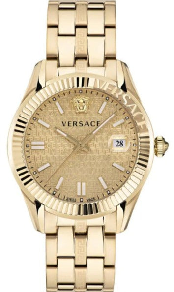 Versace Greca Time Quartz Gold Dial Gold Steel Strap Watch For Men - VE3K00522 Buy Now By Versace