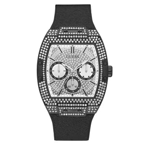 Guess Phoenix Multifunction Silver Dial Black Silicone Strap Watch For Men - GW0048G1 Buy Now By Guess