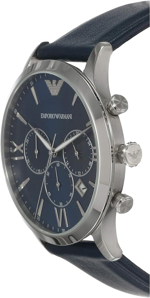 Emporio Armani Giovanni T Bar Chronograph Quartz Blue Dial Blue Leather Strap Watch For Men - AR11226 Buy Now By Emporio Armani