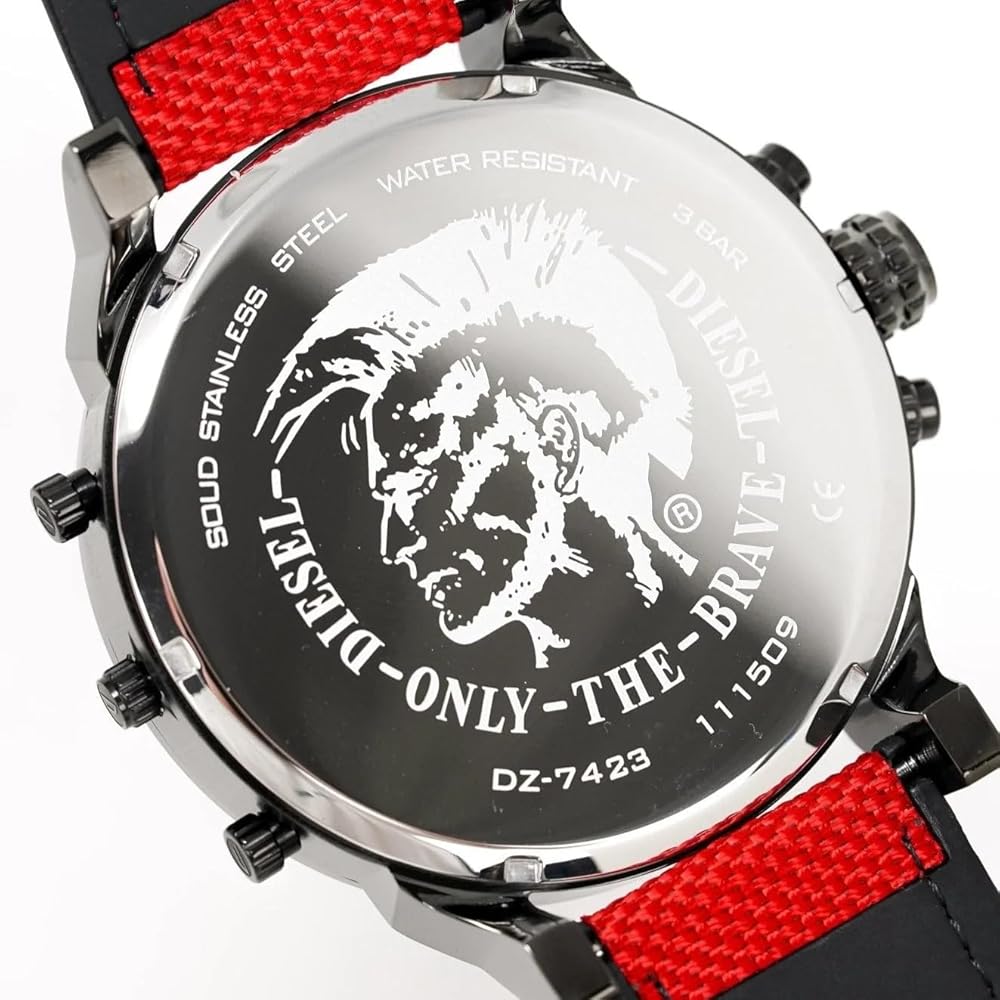 Diesel Mr Daddy 2.0 Chronograph Grey Dial Red Rubber Strap Watch For Men - DZ7423 Buy Now By Diesel