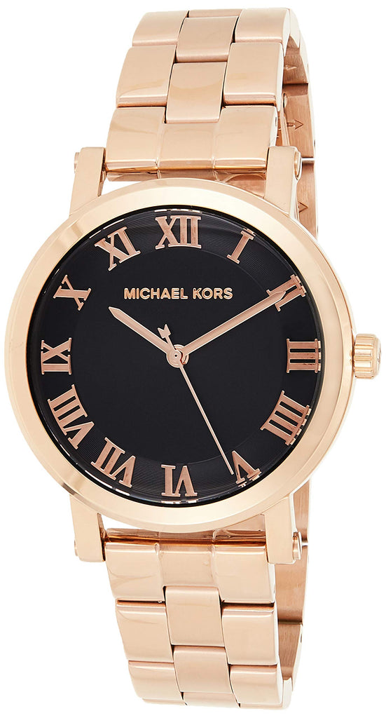 Michael Kors Noire Black Dial Rose Gold Steel Strap Watch for Women - MK3585 Buy Now By Michael Kors
