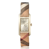 Burberry Pioneer Gold Dial Haymarket Beige Leather Strap Watch for Women - BU9509 Buy Now By Burberry