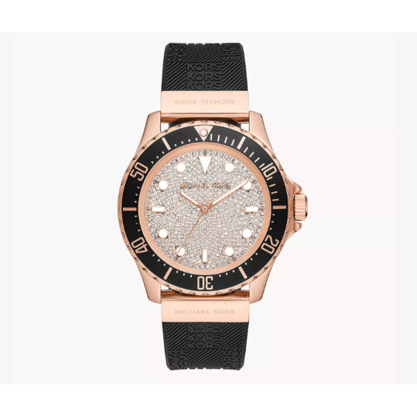 Michael Kors Everest Analog Rose Gold Dial Black Silicone Strap Watch For Women - MK7358 Buy Now By Michael Kors