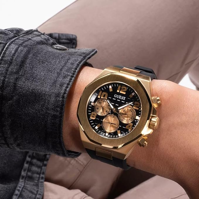 Guess Empire Chronograph Quartz Black Dial Black Silicon Strap Watch For Men - GW0583G2 Buy Now By Guess