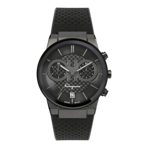 Salvatore Ferragamo Sapphire Chrono Black Dial Black Rubber Strap Watch for Men - SFME00621 Buy Now By Salvatore Ferragamo