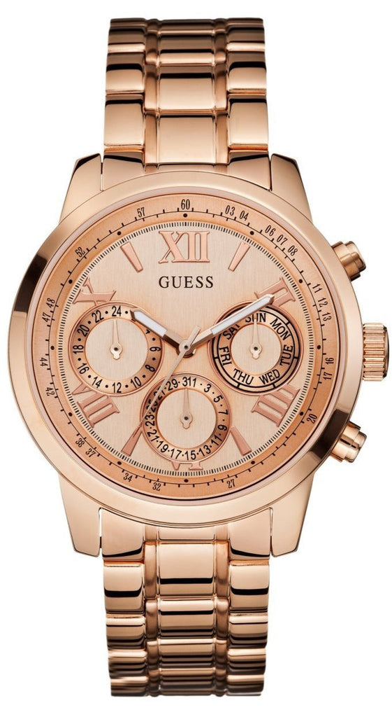 Guess Sunrise Quartz Rose Gold Dial Rose Gold Steel Strap Watch For Women - W0330L2 Buy Now By Guess