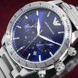Emporio Armani Mario Chronograph Blue Dial Silver Steel Strap Watch For Men - AR11306 Buy Now By Emporio Armani