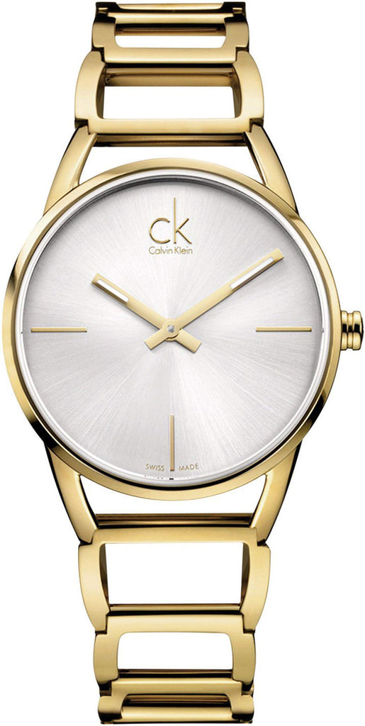 Calvin Klein Stately Silver Dial Gold Steel Strap Watch for Women - K3G23526 Buy Now By Calvin Klein