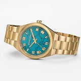 Michael Kors Lennox Analog Blue Dial Gold Steel Strap Watch for Women - MK7460 Buy Now By Michael Kors