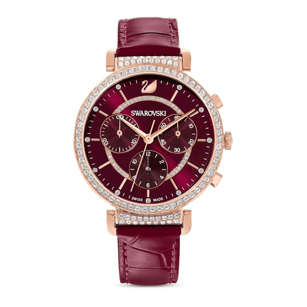 Swarovski Passage Chrono Red Dial Red Leather Strap Watch for Women - 5580345 Buy Now By Swarovski