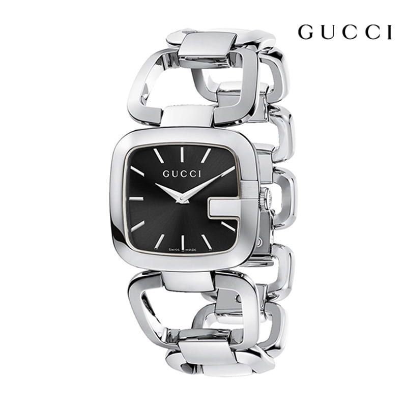 Gucci G Gucci Black Dial Silver Steel Strap Watch For Women - YA125510 Buy Now By Gucci
