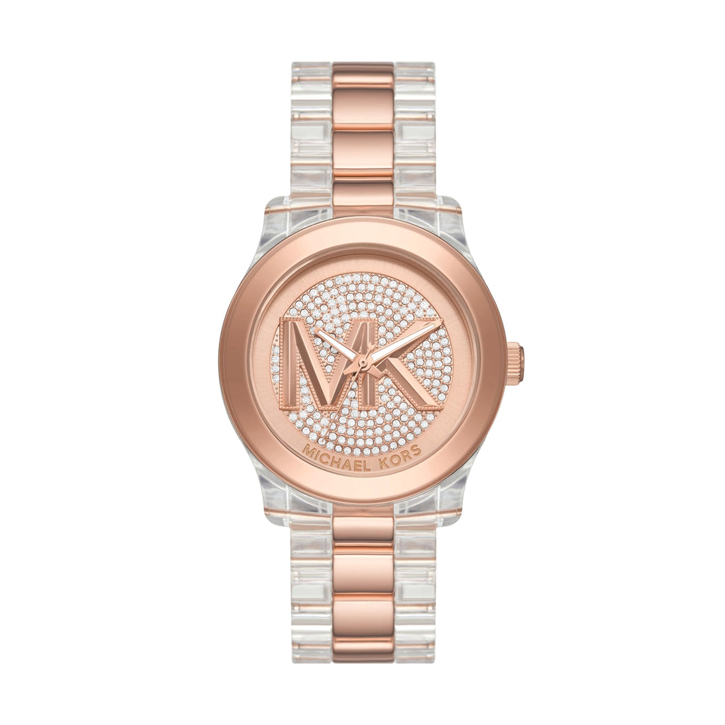 Michael Kors Runway Analog Crystals Rose Gold Dial Two Tone Steel Strap Watch for Women - MK7355 Buy Now By Michael Kors