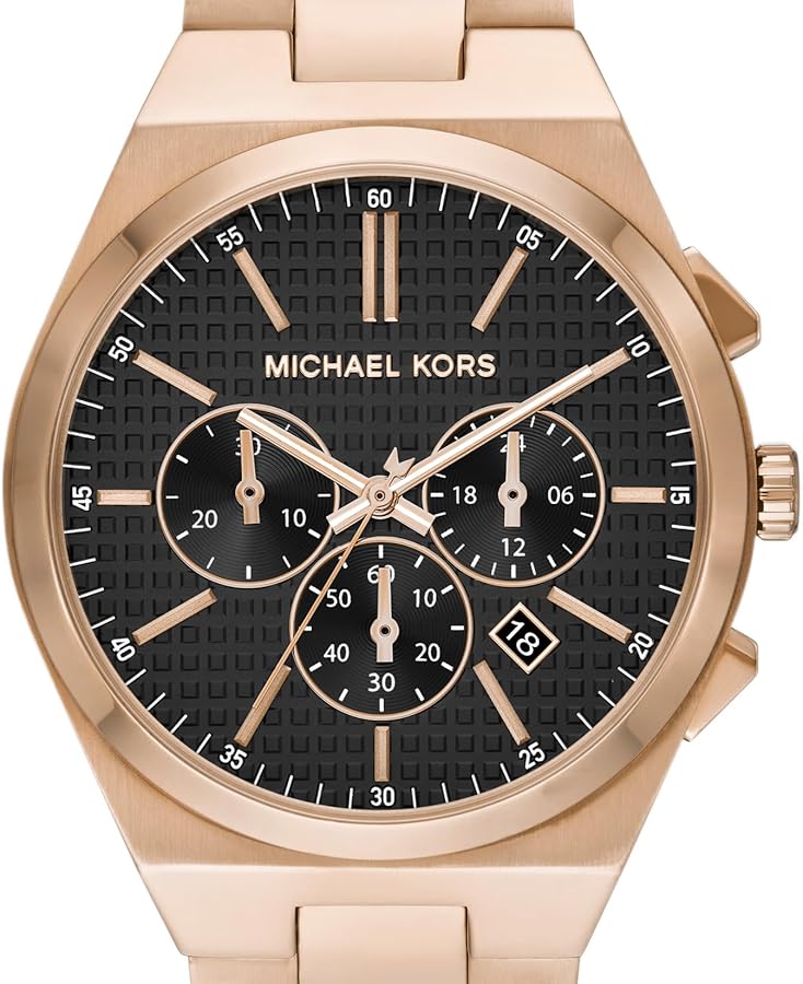 Michael Kors Lennox Chronograph Black Dial Rose Gold Steel Strap Watch For Men - MK9119 Buy Now By Michael Kors
