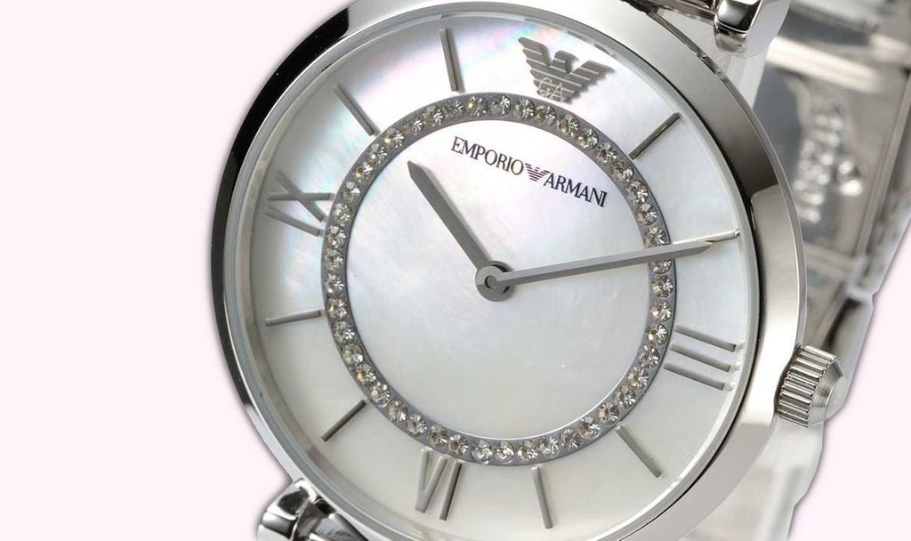 Emporio Armani Gianni T-Bar Mother of Pearl Dial Silver Stainless Steel Watch For Women - AR1908 Buy Now By Emporio Armani