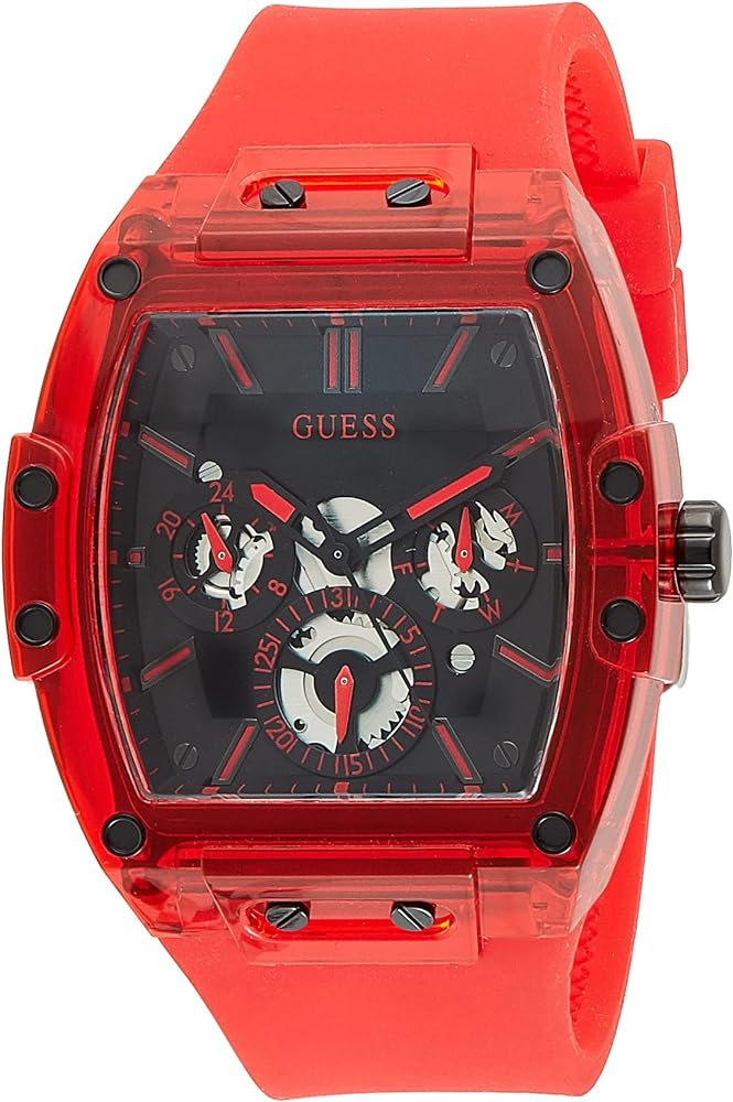 Guess Phoenix Multifunction Black Dial Red Rubber Strap Watch for Men - GW0203G5 Buy Now By Guess