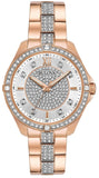 Bulova Crystal Collection Silver Dial Rose Gold Steel Strap Watch for Women - 98L229 Buy Now By Bulova