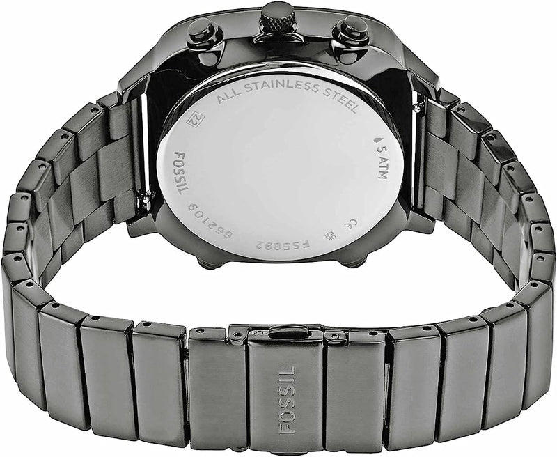 Fossil Retro Analog-Digital Black Dial Grey Steel Strap Watch for Men - FS5892 Buy Now By Fossil