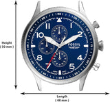 Fossil Retro Pilot Chronograph Blue Dial Brown Leather Strap Watch for Men - FS5832 Buy Now By Fossil