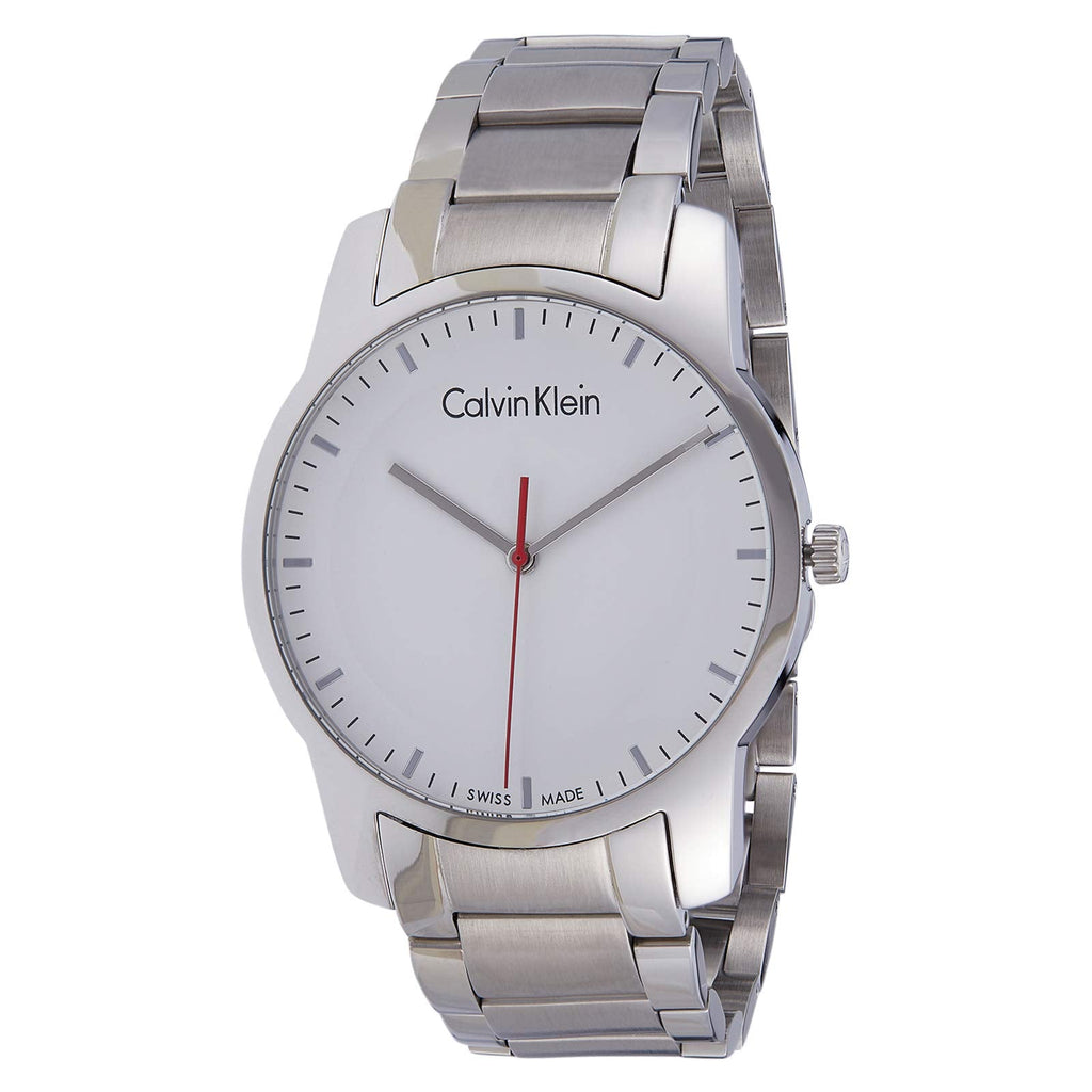 Calvin Klein City Quartz White Dial Silver Steel Strap Watch for Men - K2G2G1Z6 Buy Now By Calvin Klein