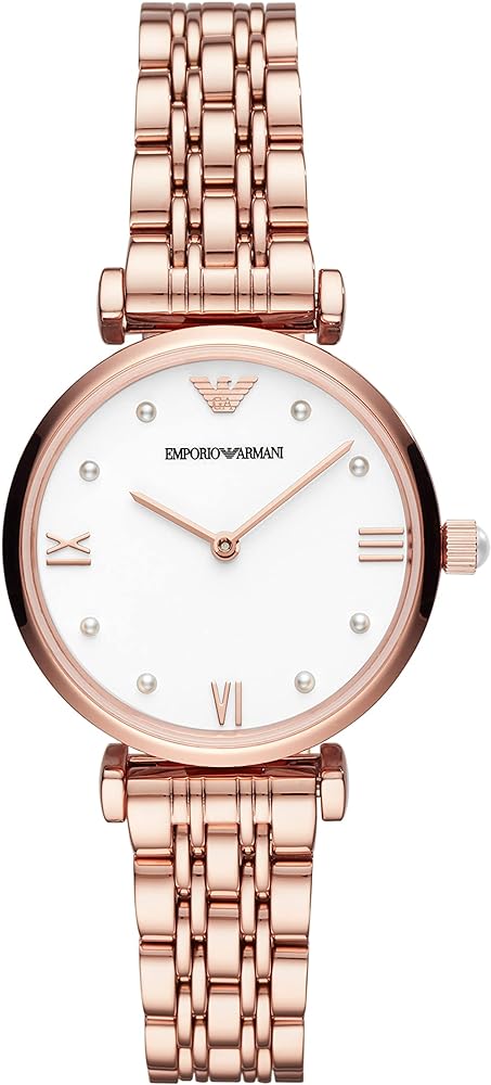 Emporio Armani Gianni T-Bar Quartz White Dial Rose Gold Steel Strap Watch For Women - AR11267 Buy Now By Emporio Armani