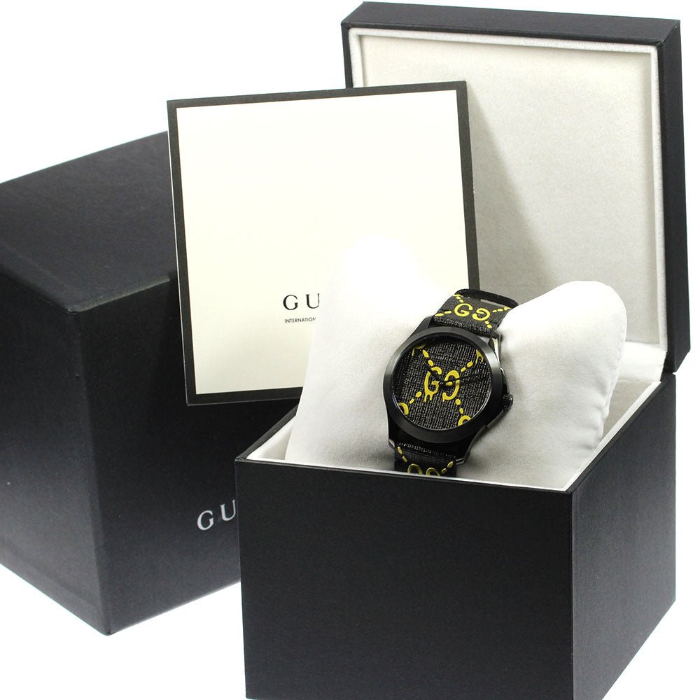 Gucci G Timeless Ghost Black Dial Black Leather Strap Watch For Men - YA1264019 Buy Now By Gucci