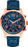 Guess Horizon Chronograph Blue Dial Blue Leather Strap Watch For Men - W0380G5 Buy Now By Guess