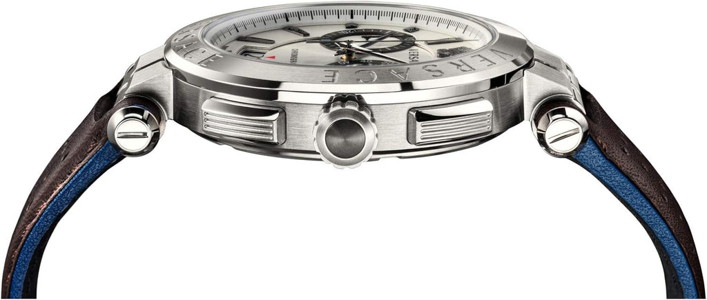 Versace Aion Chronograph White Dial Brown Leather Strap Watch for Men - VBR010017 Buy Now By Versace