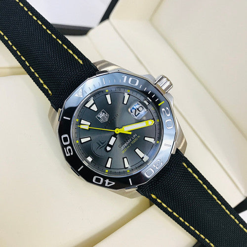 Tag Heuer Aquaracer Jeremy Lin Special Edition Grey Dial Black Nylon Strap Watch for Men - WAY211F.FC6362 Buy Now By Tag Heuer