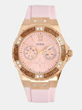 Guess Rose Gold Dial with Diamonds Pink Rubber Strap Watch For Women - W1053L3 Buy Now By Guess