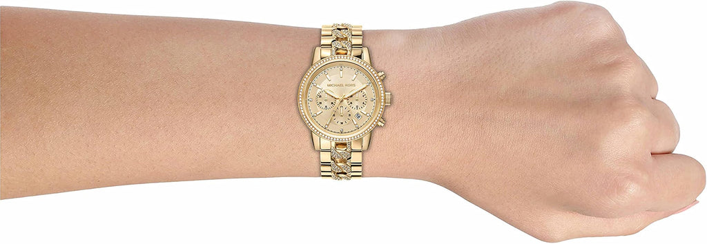 Michael Kors Ritz Chronograph Gold Dial Gold Steel Strap Watch For Women - MK6937 Buy Now By Michael Kors