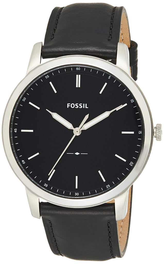 Fossil The Minimalist Three Hand Black Dial Black Leather Strap Watch for Men - FS5398 Buy Now By Fossil