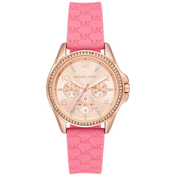 Michael Kors Mini Pilot Quartz Rose Gold Dial Pink Silicone Strap Watch For Women - MK7375 Buy Now By Michael Kors