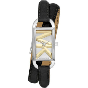 Michael Kors Empire Three-Hand Silver Dial Black Leather Strap Watch For Women - MK4722 Buy Now By Michael Kors