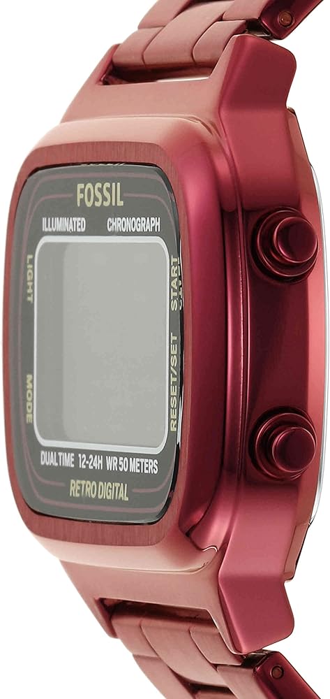 Fossil Retro Analog-Digital Black Dial Red Steel Strap Watch for Men - FS5897 Buy Now By Fossil