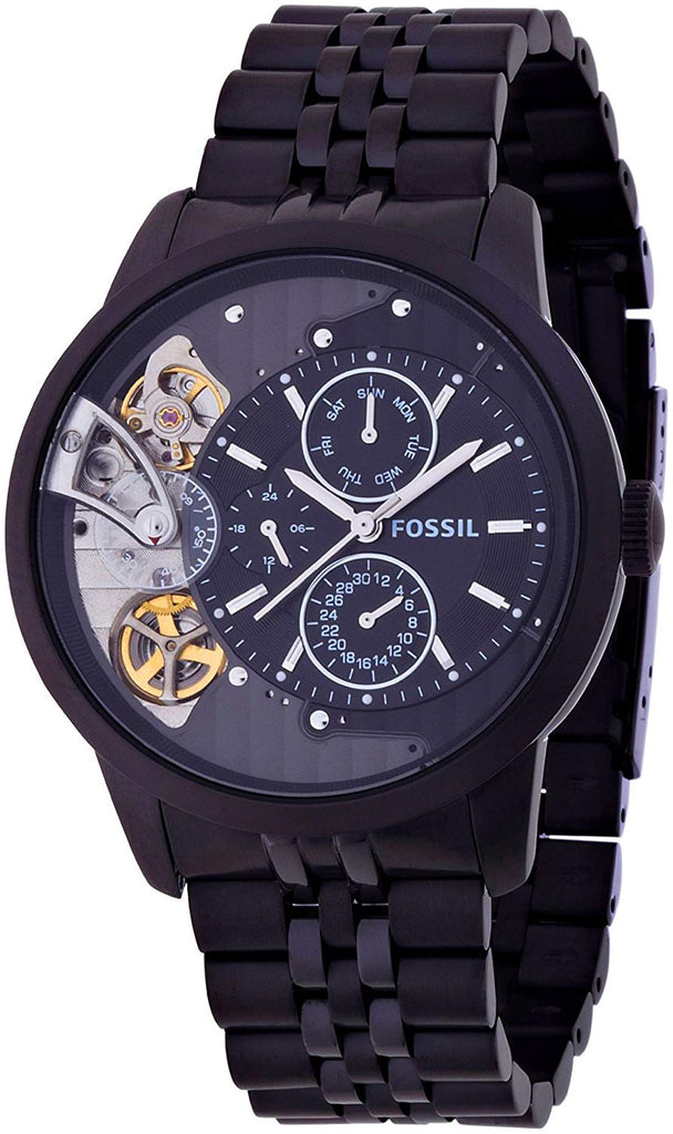 Fossil Townsman Mechanical Black Dial Black Steel Strap Watch for Men - ME1136 Buy Now By Fossil