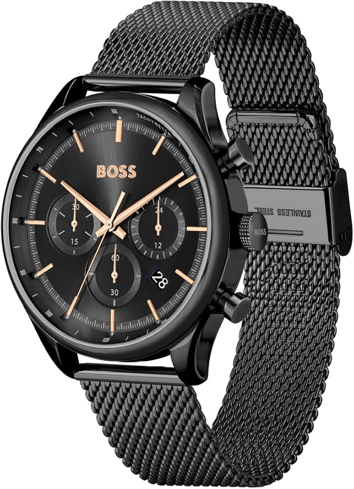 Hugo Boss Gregor Chronograph Black Dial Black Mesh Bracelet Watch For Men - 1514065 Buy Now By Hugo Boss