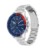 Tommy Hilfiger Bank Chronograph Blue Dial Silver Steel Strap Watch for Men - 1791718 Buy Now By Tommy Hilfiger