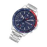Tommy Hilfiger Bank Chronograph Blue Dial Silver Steel Strap Watch for Men - 1791718 Buy Now By Tommy Hilfiger