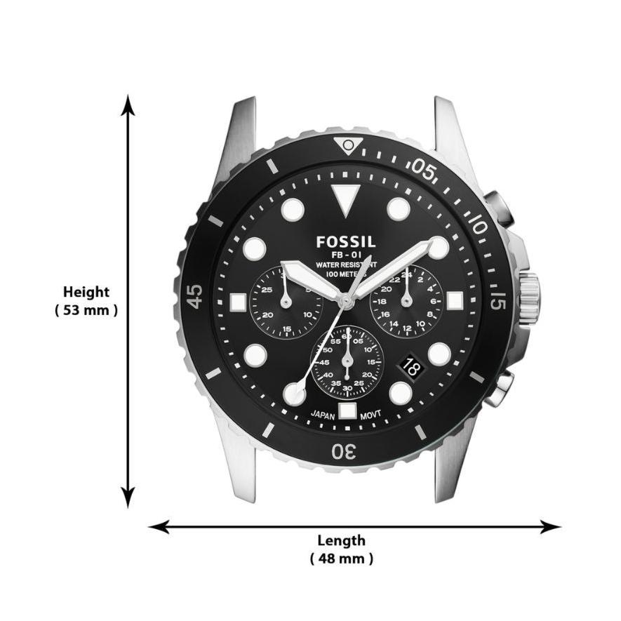 Fossil FB-01 Chronograph Black Dial Silver Steel Strap Watch for Men - FS5837 Buy Now By Fossil