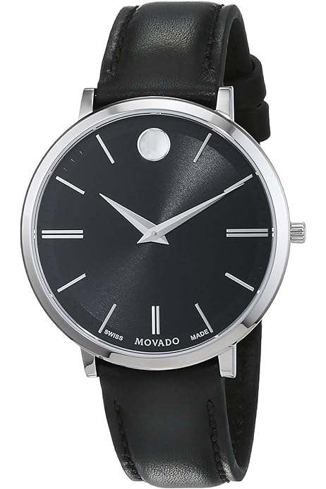 Movado 1881 Automatic Black Dial Black Leather Strap Watch for Men - 606873 Buy Now By Movado