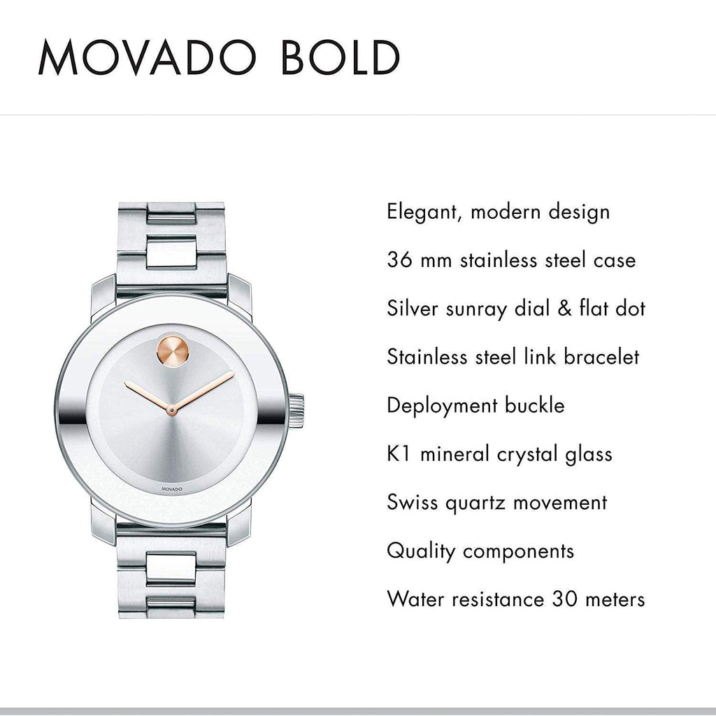 Movado Bold Silver Dial Silver Steel Strap Watch For Women - 3600084 Buy Now By Movado