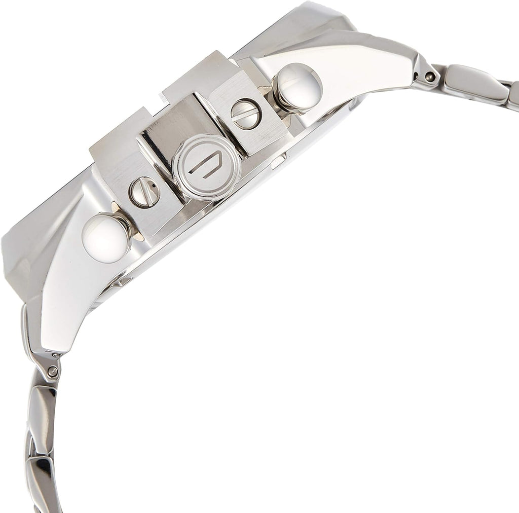 Diesel Mega Chief Chronograph White Dial Silver Steel Strap Watch For Men - DZ4477 Buy Now By Diesel