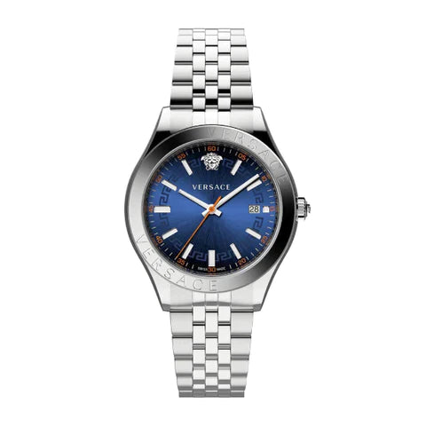 Versace Hellenyium Quartz Blue Dial Silver Steel Strap Watch for Men - VEVK00921 Buy Now By Versace