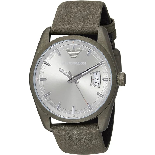 Emporio Armani Sportivo Quartz Silver Dial Brown Leather Strap Watch For Men - AR6079 Buy Now By Emporio Armani