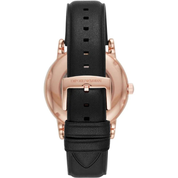 Emporio Armani Luigi Automatic Silver Dial Black Leather Strap Watch For Men - AR60013 Buy Now By Emporio Armani