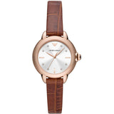 Emporio Armani Mia Quartz Silver Dial Brown Leather Strap Watch For Women - AR11525 Buy Now By Emporio Armani
